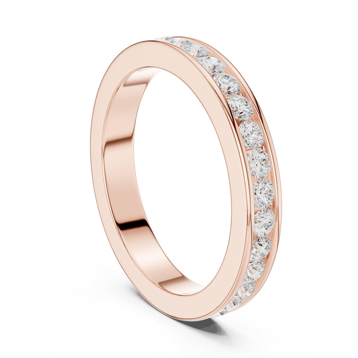 Men's Slim Channel-Set Moissanite Band – 925 Sterling Silver, 18K Gold Vermeil