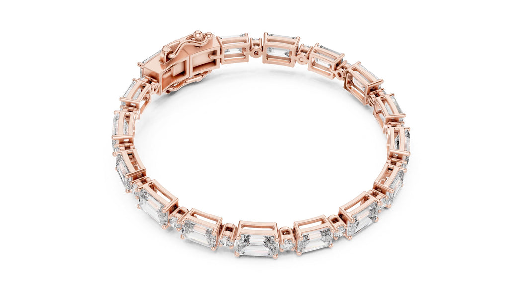 Emerald & Round Moissanite Tennis Bracelet – 925 Sterling Silver, 18K Gold Vermeil