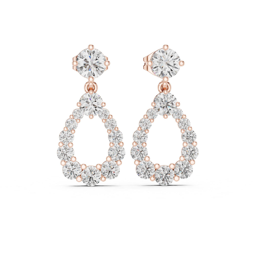 Open Teardrop Moissanite Drop Earrings – 925 Sterling Silver, 18K Gold Vermeil