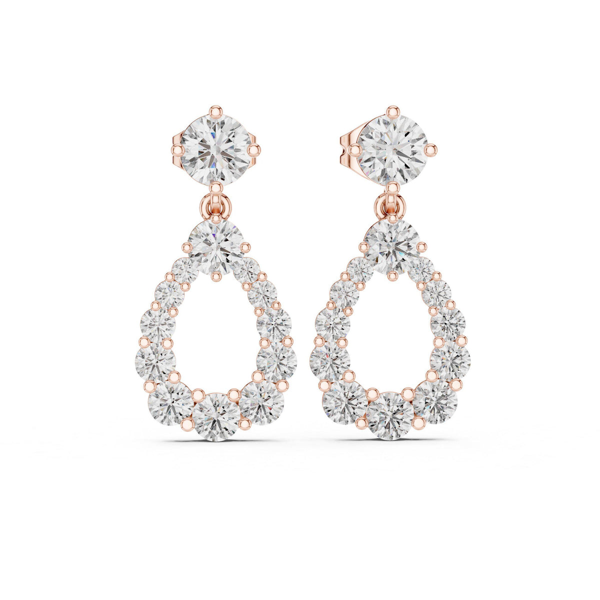 Open Teardrop Moissanite Drop Earrings – 925 Sterling Silver, 18K Gold Vermeil