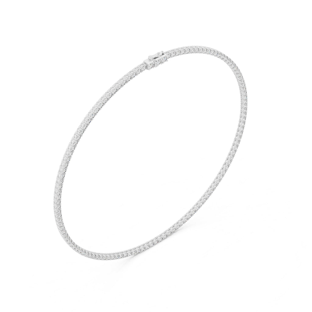 4mm Round Moissanite Tennis Necklace, 16" – 925 Sterling Silver, 18K Rose Gold Vermeil