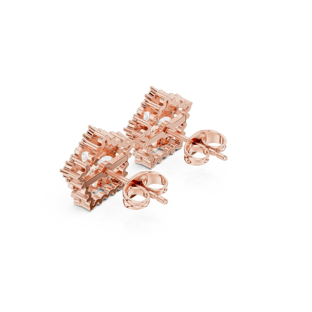 Moissanite Pentagon Flower Stud Earrings – 925 Sterling Silver, 18K Gold Vermeil