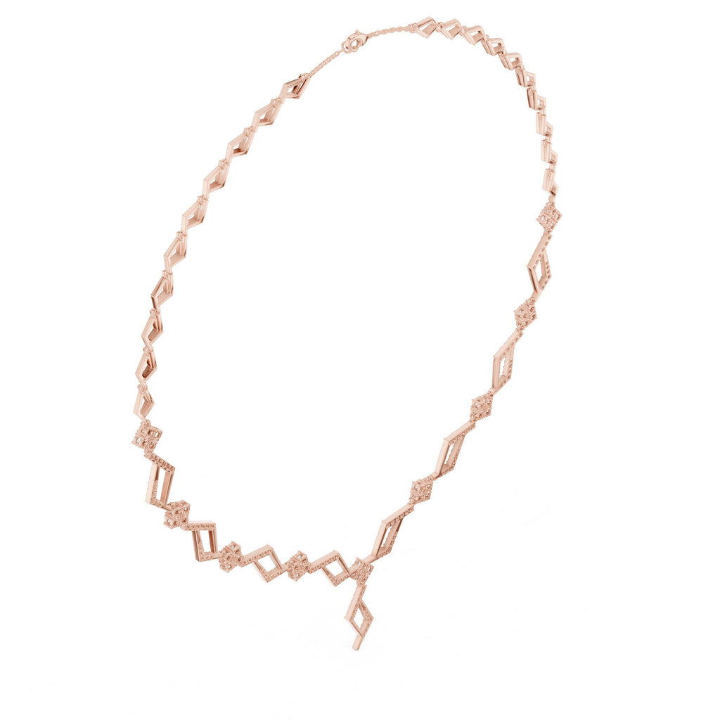 Moissanite Zigzag Rhombus Necklace – 925 Sterling Silver, 18K Gold Vermeil