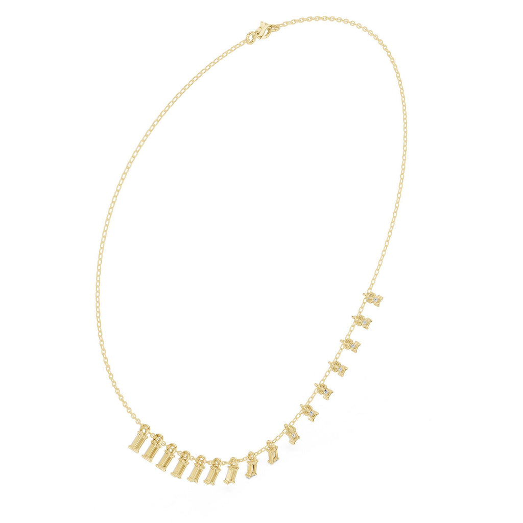 Baguette Moissanite Fringe Necklace – 925 Sterling Silver, 18K Gold Vermeil