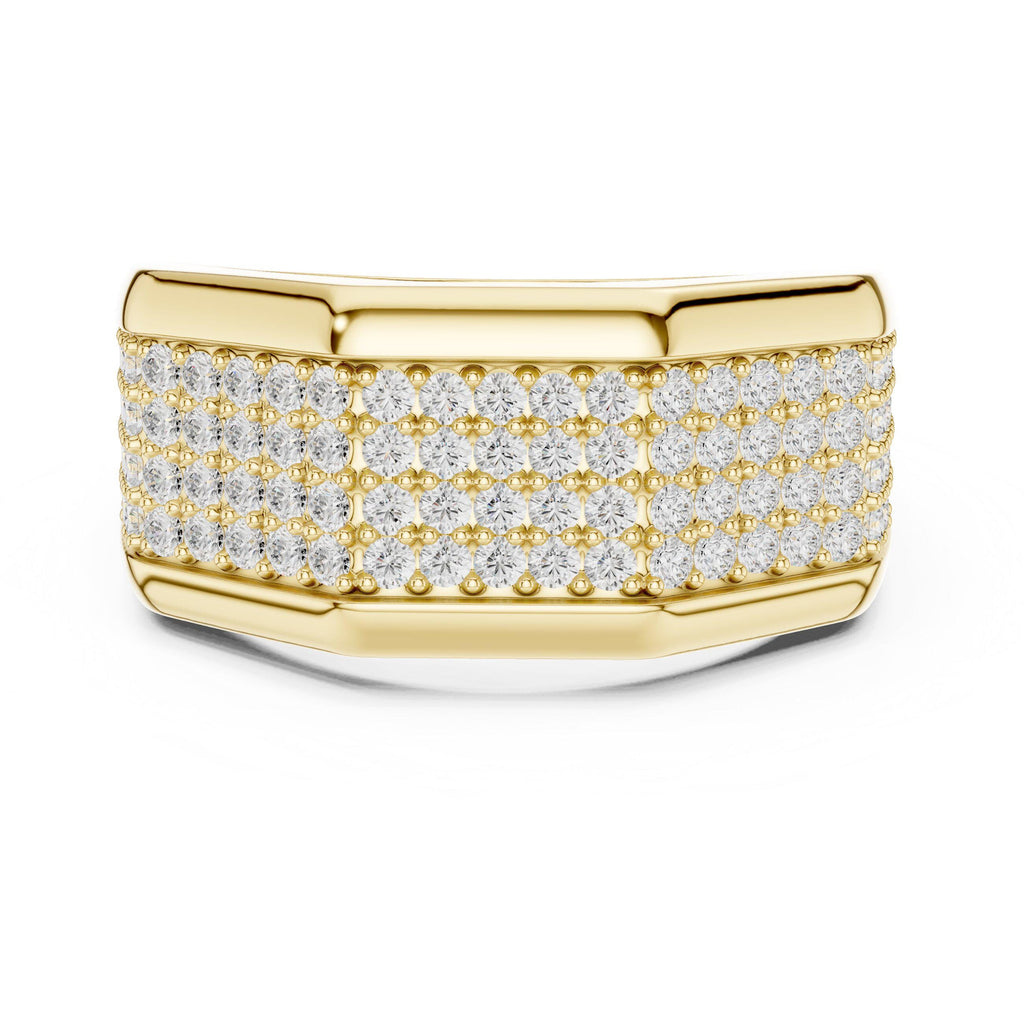 Men's Octagonal Pavé Moissanite Signet Ring – 925 Sterling Silver, 18K Gold Vermeil