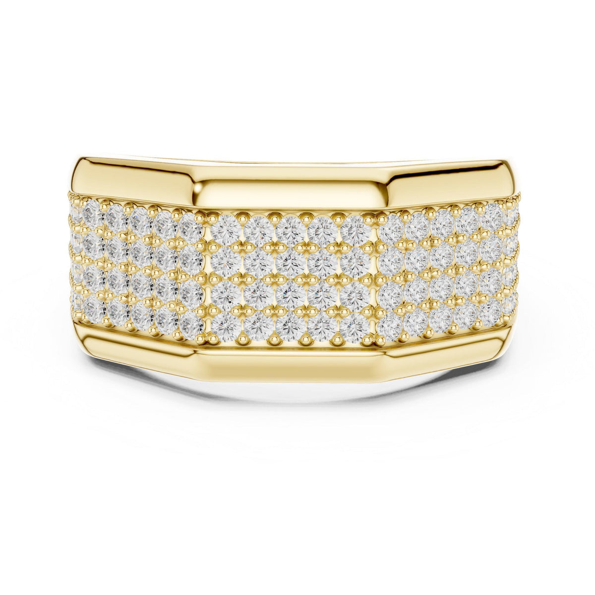 Men's Octagonal Pavé Moissanite Signet Ring – 925 Sterling Silver, 18K Gold Vermeil