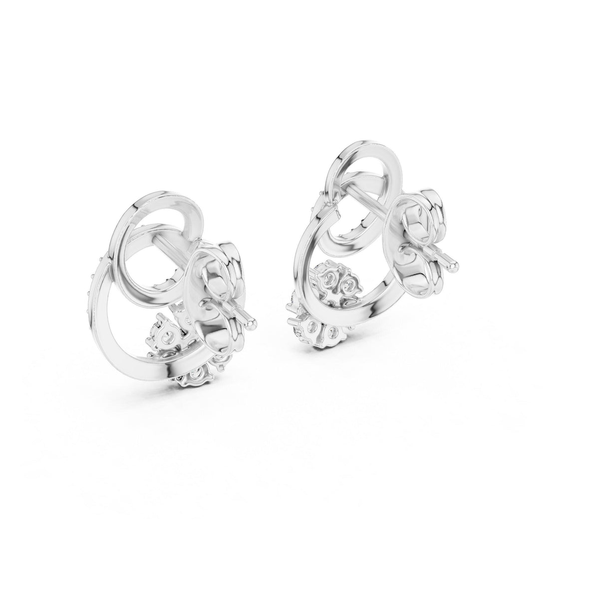 Moissanite Pavé Interlocking Circle Stud Earrings – 925 Sterling Silver, 18K Gold Vermeil