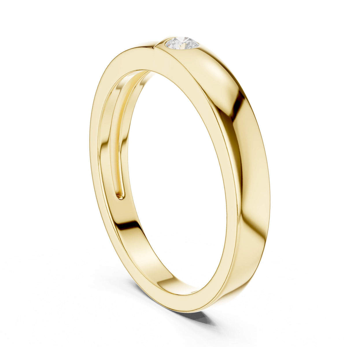 Men's Slim Moissanite Band with Round Accent Stone – 925 Sterling Silver, 18K Gold Vermeil