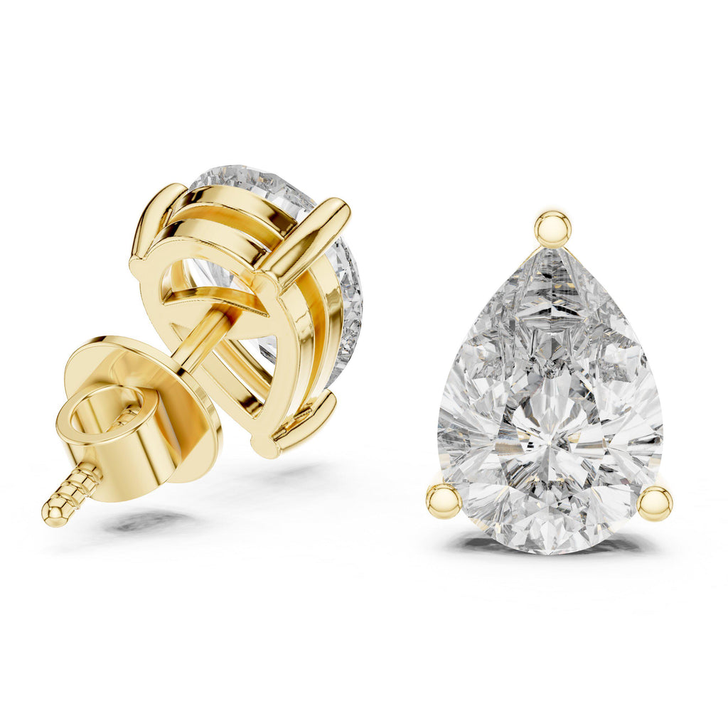 Pear Moissanite Stud Earrings – 925 Sterling Silver, 18K Gold Vermeil