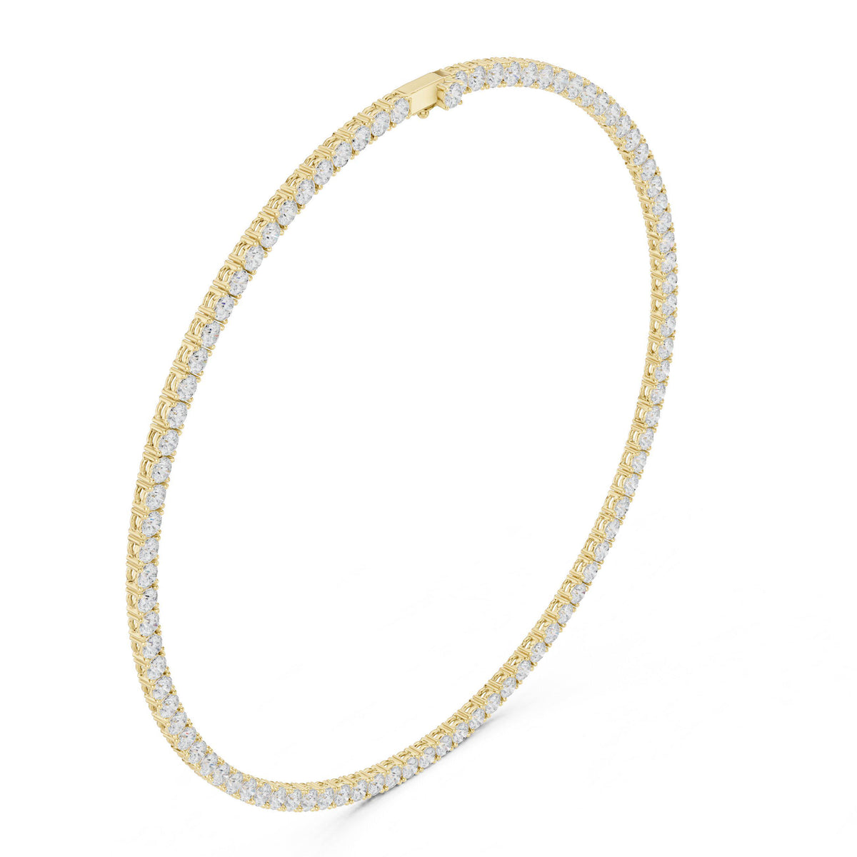 4mm Round Moissanite Tennis Necklace – 925 Sterling Silver, 18K Gold Vermeil