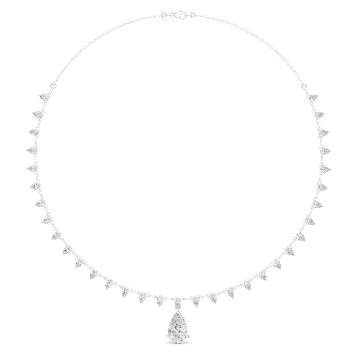 Trillion & Pear Moissanite Fringe Necklace – 925 Sterling Silver, 18K Gold Vermeil