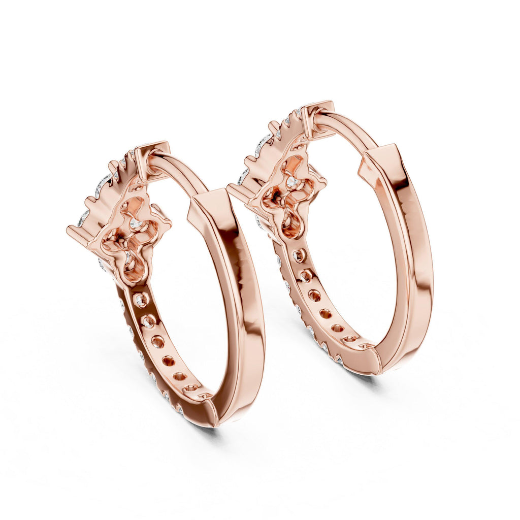Moissanite Flower Cluster Pavé Hoop Earrings – 925 Sterling Silver, 18K Gold Vermeil