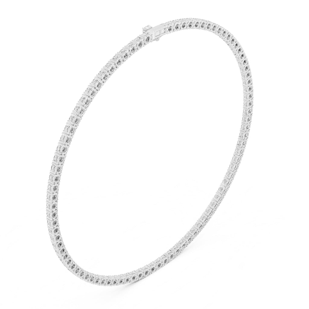 4mm Round Moissanite Tennis Necklace – 925 Sterling Silver, 18K Gold Vermeil