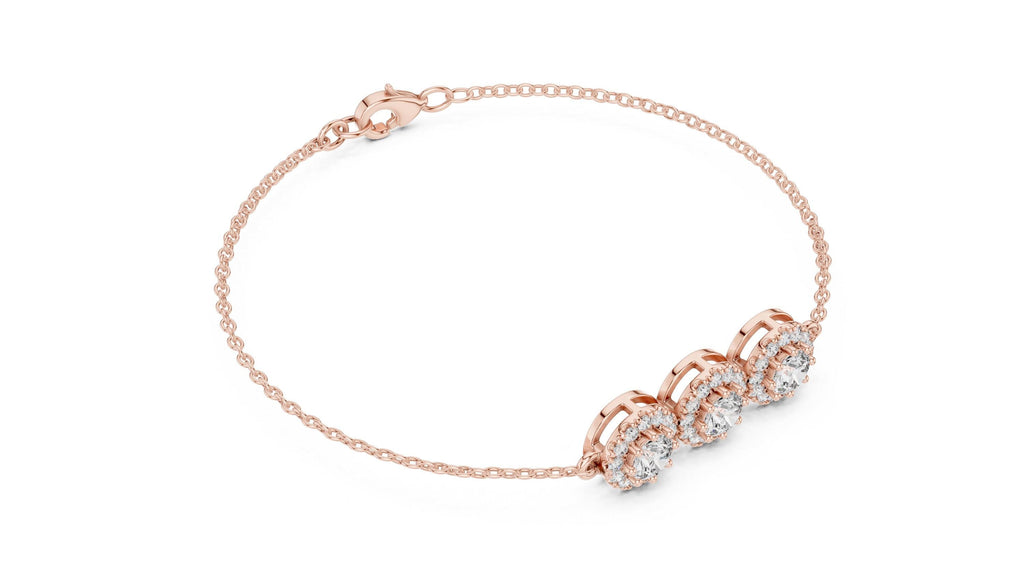 Triple-Halo Round Moissanite Bracelet – 925 Sterling Silver, 18K Gold Vermeil