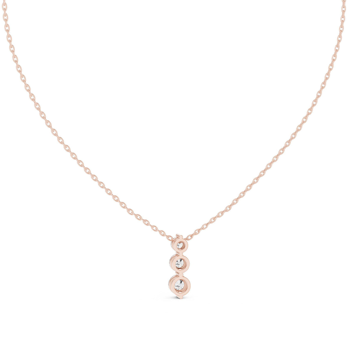 Round Moissanite Two-Stone Vertical Drop Necklace – 925 Sterling Silver, 18K Gold Vermeil