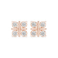 Round Moissanite Four-Square Stud Earrings – 925 Sterling Silver, 18K Gold Vermeil