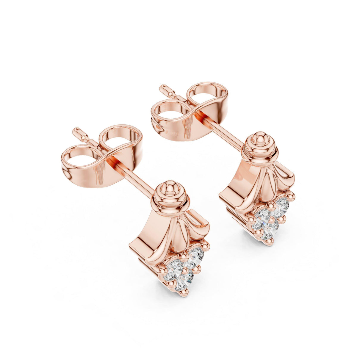Moissanite Ornate Drop Stud Earrings – 925 Sterling Silver, 18K Gold Vermeil