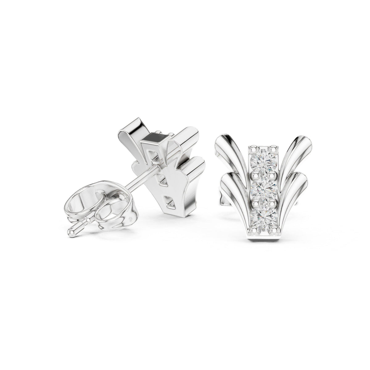 Moissanite Tulip Bar Stud Earrings – 925 Sterling Silver, 18K Gold Vermeil