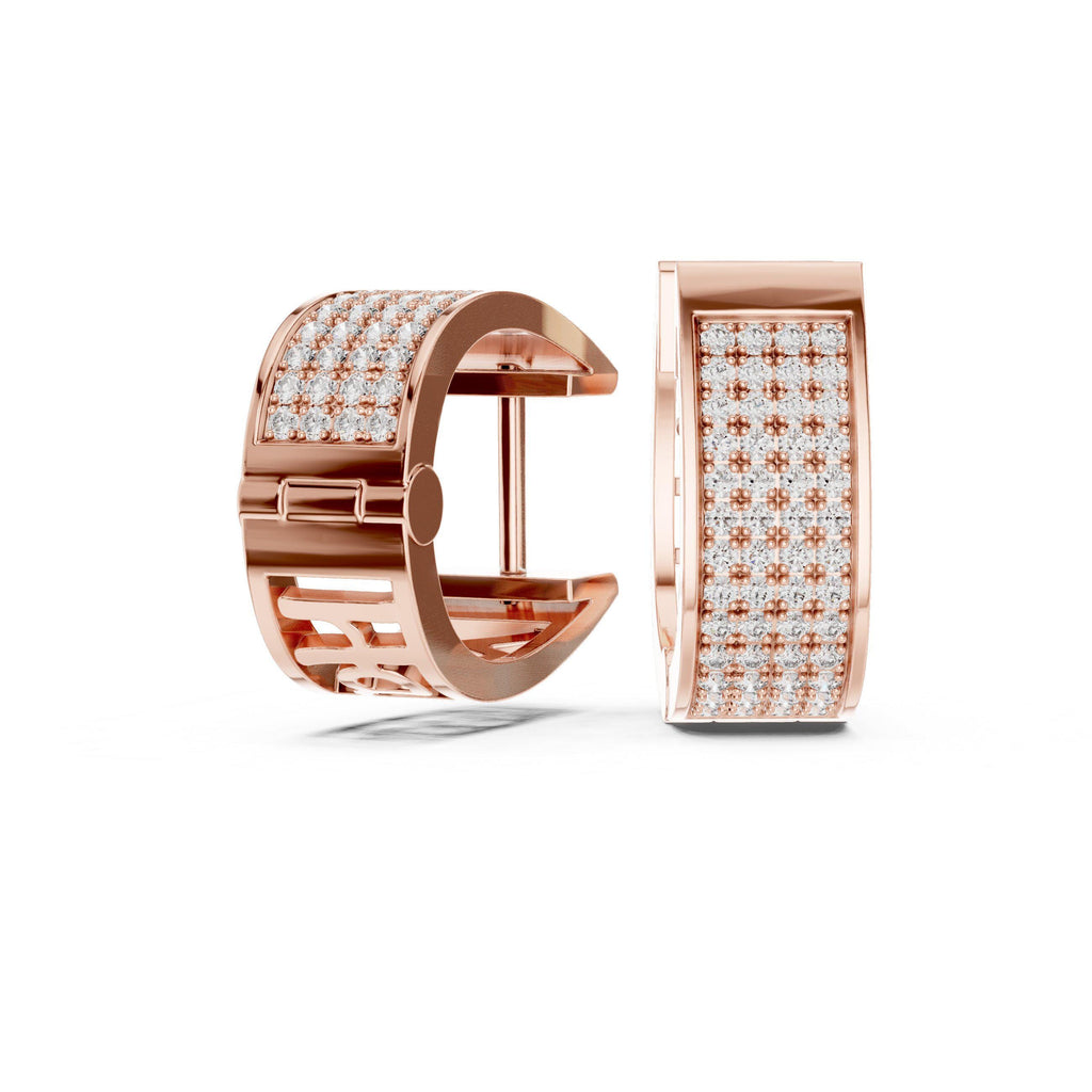 Moissanite Pavé Wide Huggie Hoop Earrings – 925 Sterling Silver, 18K Gold Vermeil