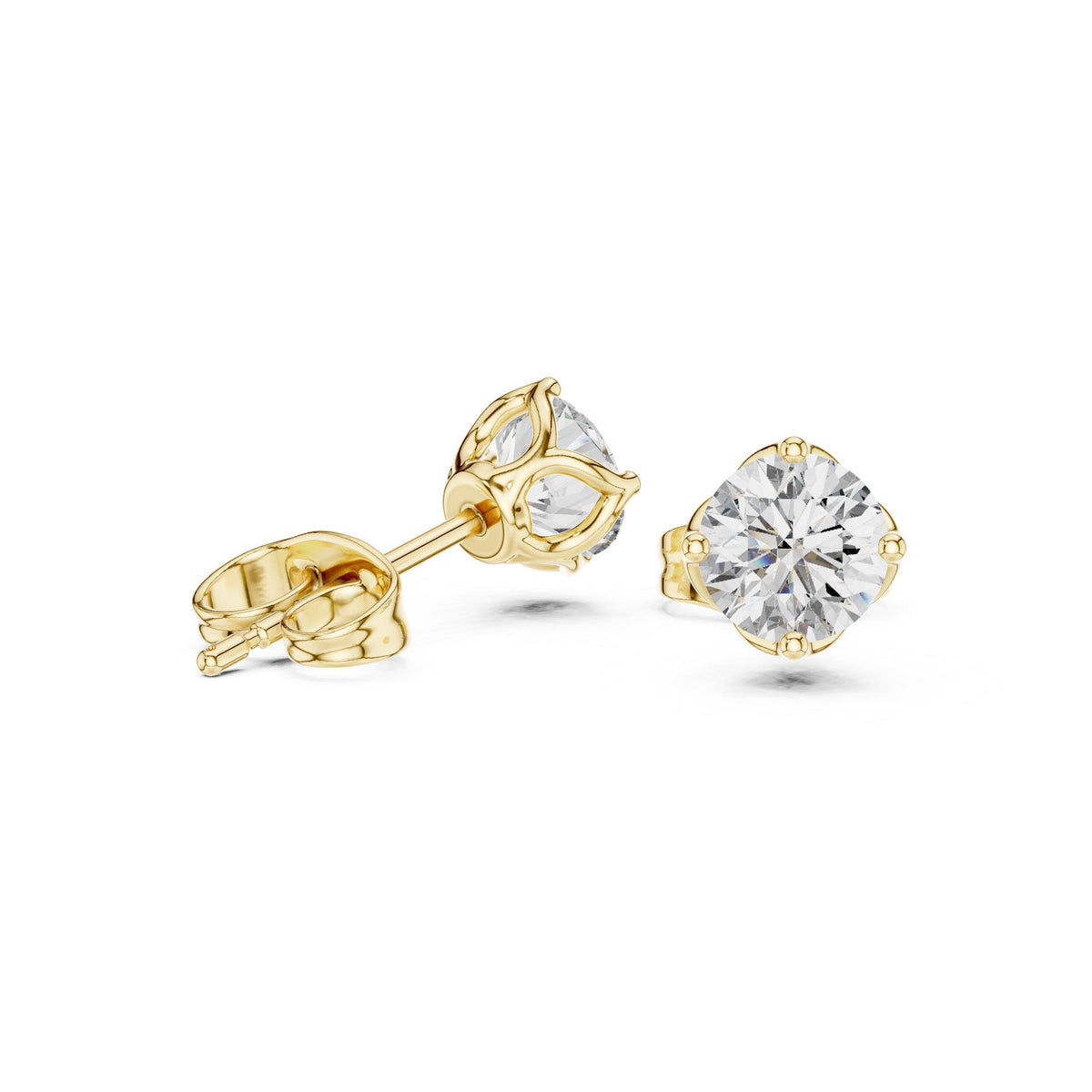 Round Moissanite Solitaire Stud Earrings – 925 Sterling Silver, 18K Gold Vermeil