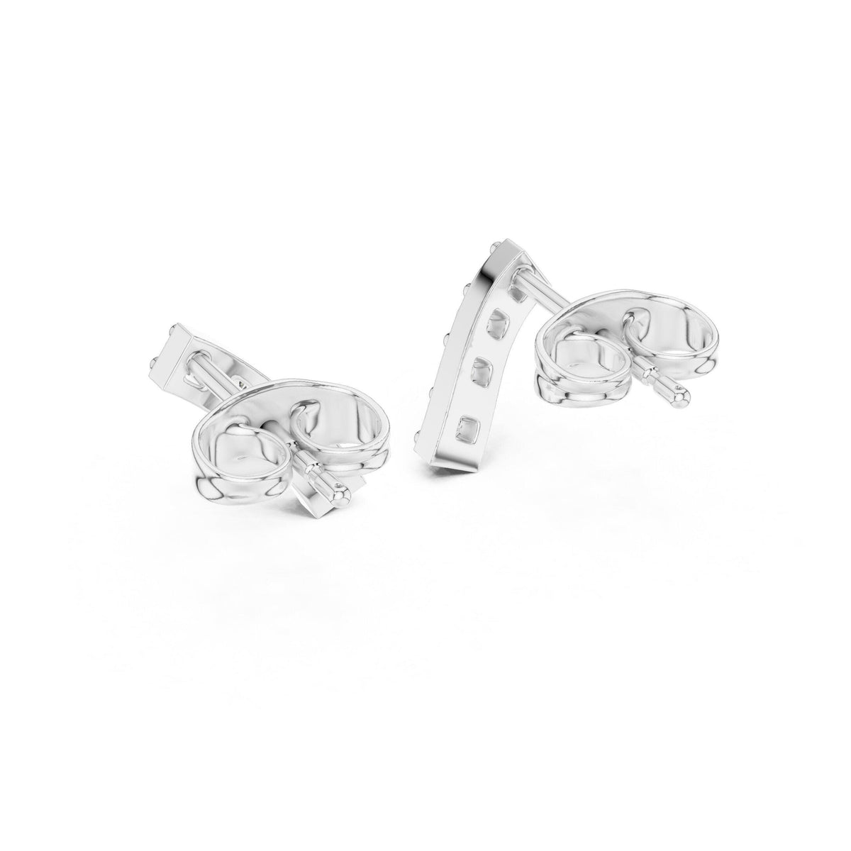 Moissanite Curved Bar Stud Earrings – 925 Sterling Silver, 18K Gold Vermeil