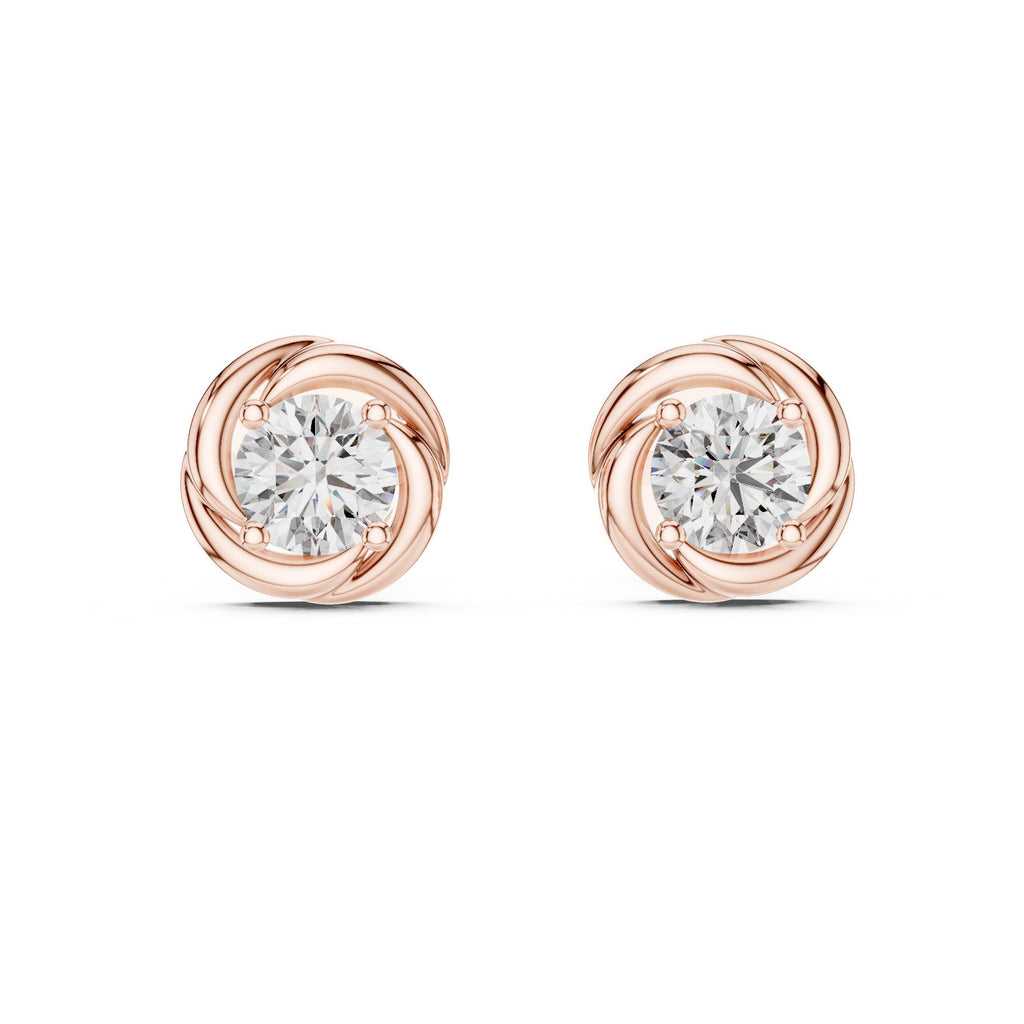 5mm Round Moissanite Swirl Stud Earrings – 925 Sterling Silver, 18K Gold Vermeil