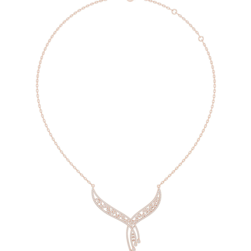 Moissanite Pavé Swirl Ribbon Necklace – 925 Sterling Silver, 18K Gold Vermeil