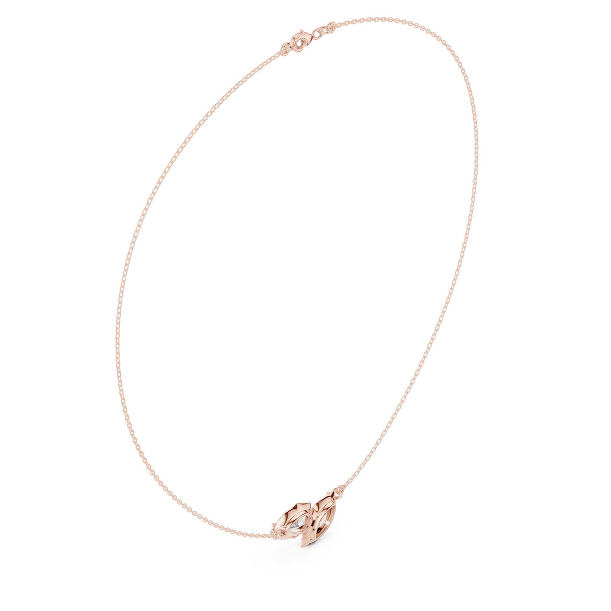 Pear & Marquise Moissanite Leaf Necklace – 925 Sterling Silver, 18K Gold Vermeil
