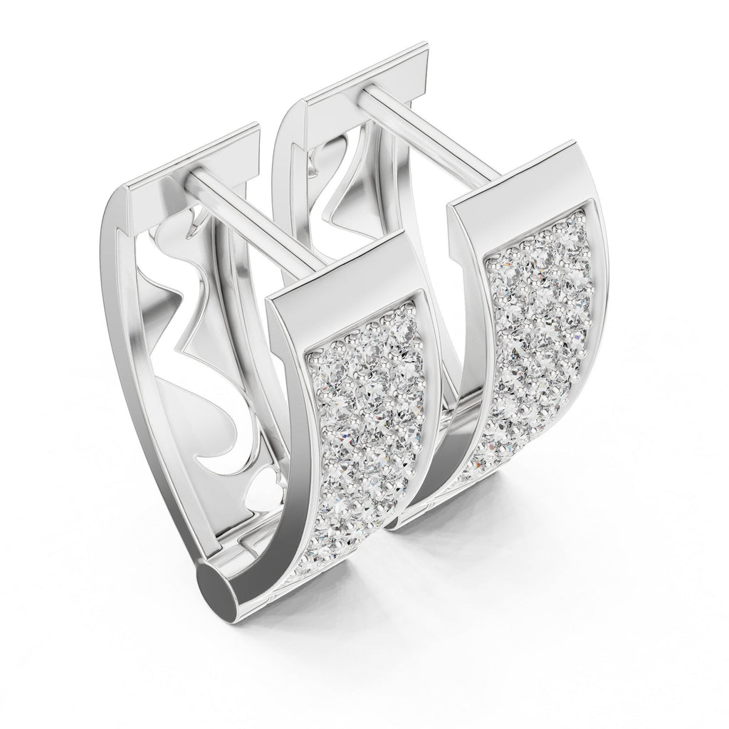 Moissanite Pavé Wide Huggie Hoop Earrings – 925 Sterling Silver, 18K Gold Vermeil