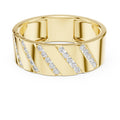 Men's Wide Moissanite Band with Diagonal Pavé – 925 Sterling Silver, 18K Gold Vermeil