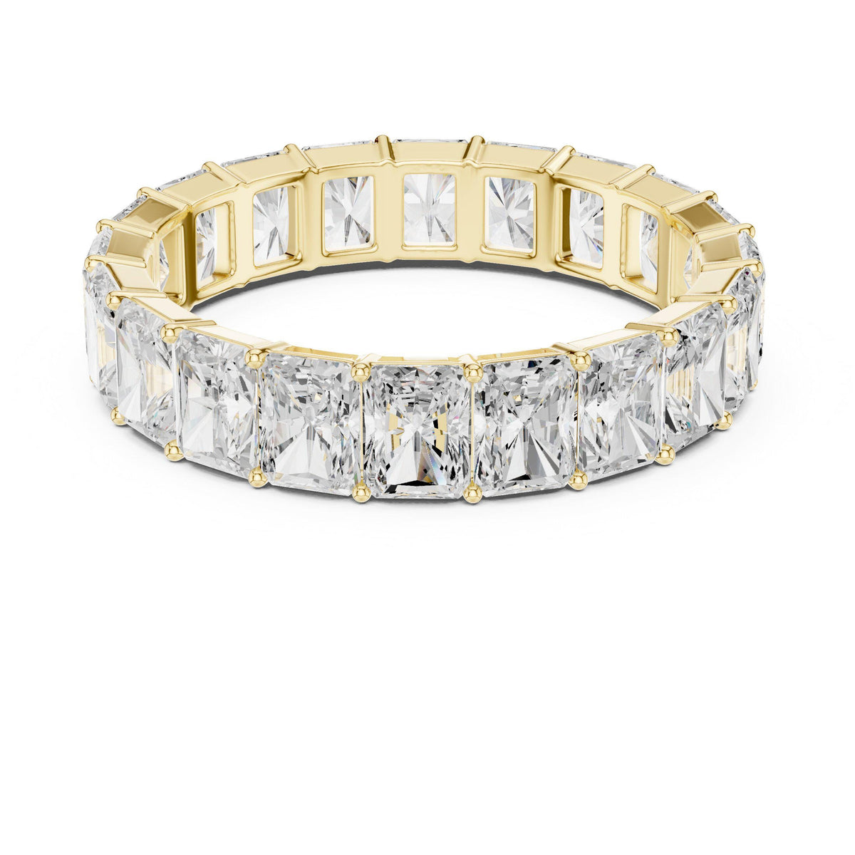 Men's Emerald-Cut Moissanite Eternity Band – 925 Sterling Silver, 18K Gold Vermeil