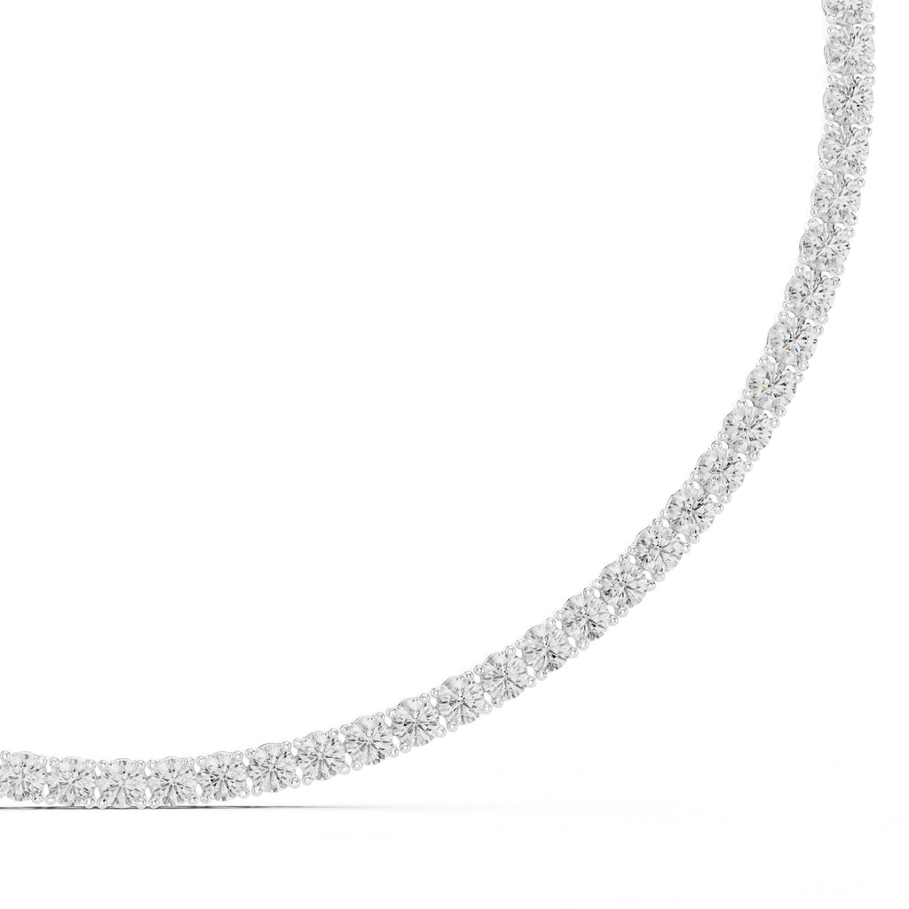 4mm Round Moissanite Tennis Necklace – 925 Sterling Silver, 18K Gold Vermeil