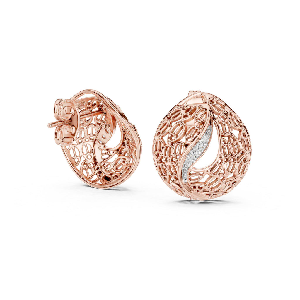 Moissanite Lattice Dome Stud Earrings – 925 Sterling Silver, 18K Gold Vermeil