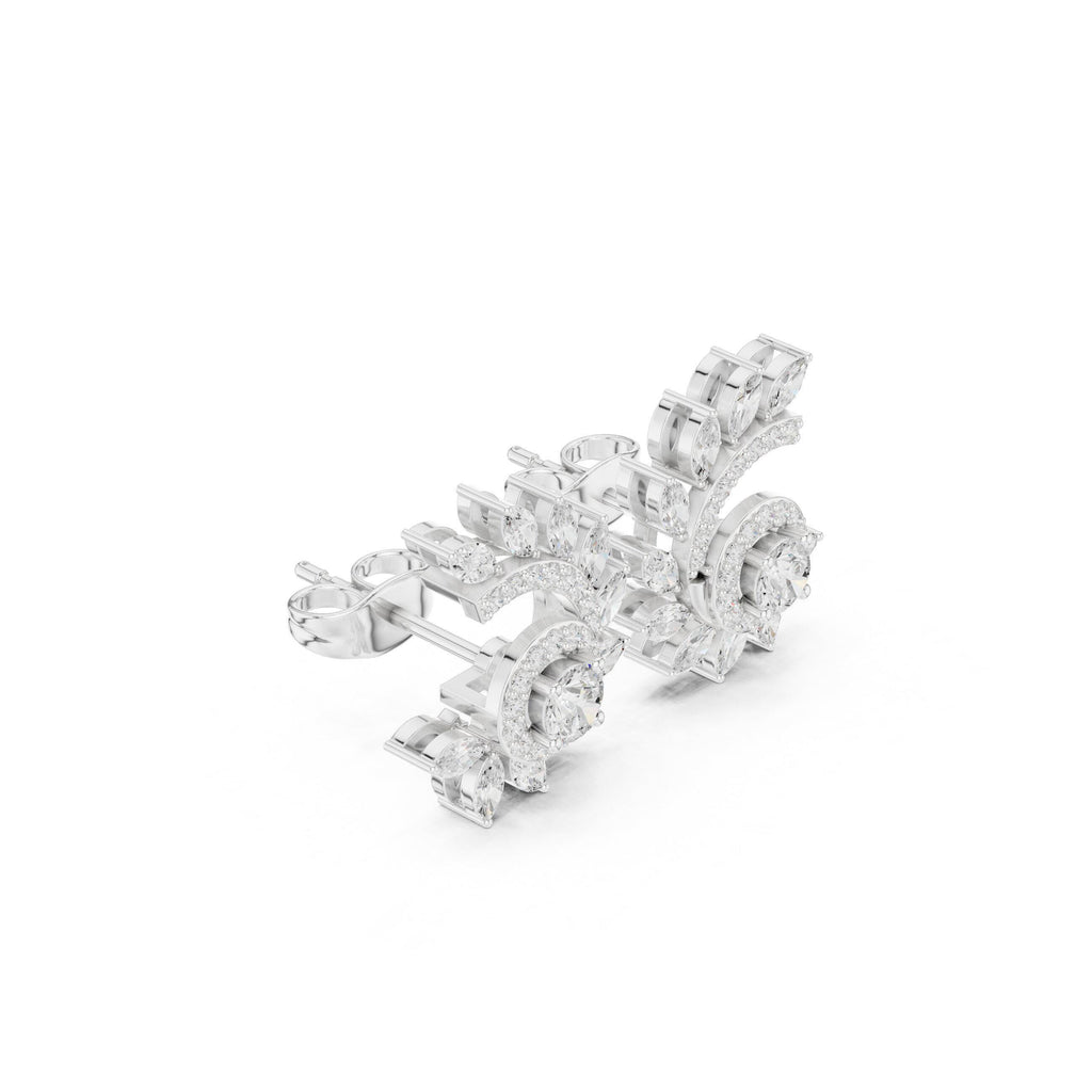 Marquise Moissanite Sunburst Spray Stud Earrings – 925 Sterling Silver, 18K Gold Vermeil
