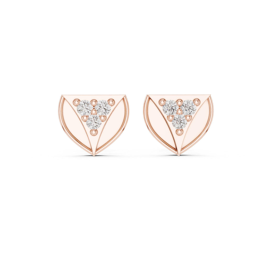 Moissanite Trio Shield Stud Earrings – 925 Sterling Silver, 18K Gold Vermeil