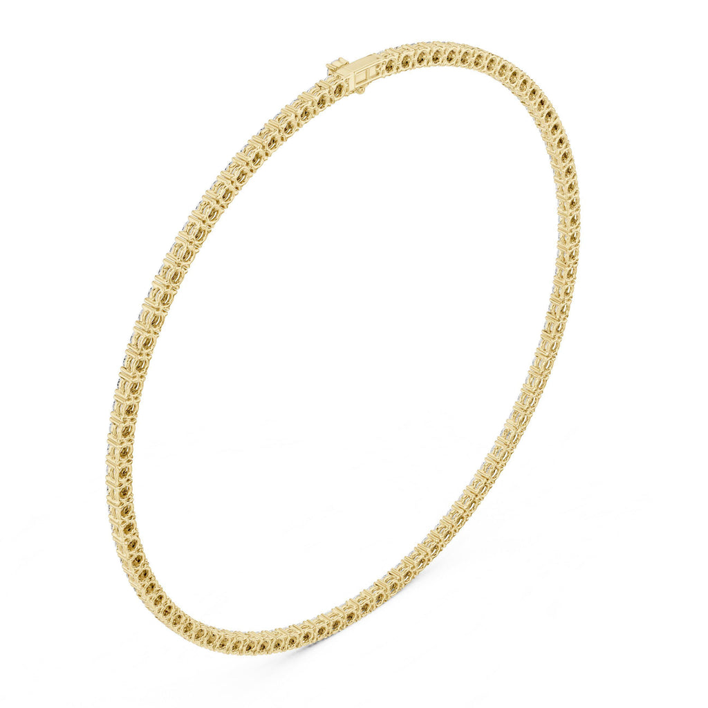 4mm Round Moissanite Tennis Necklace – 925 Sterling Silver, 18K Gold Vermeil