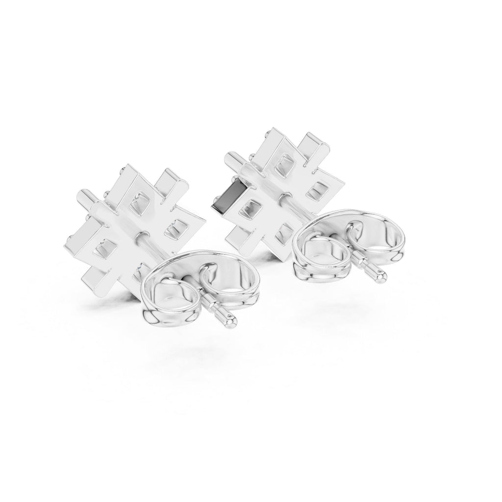 Moissanite Crossed Star Stud Earrings – 925 Sterling Silver, 18K Gold Vermeil