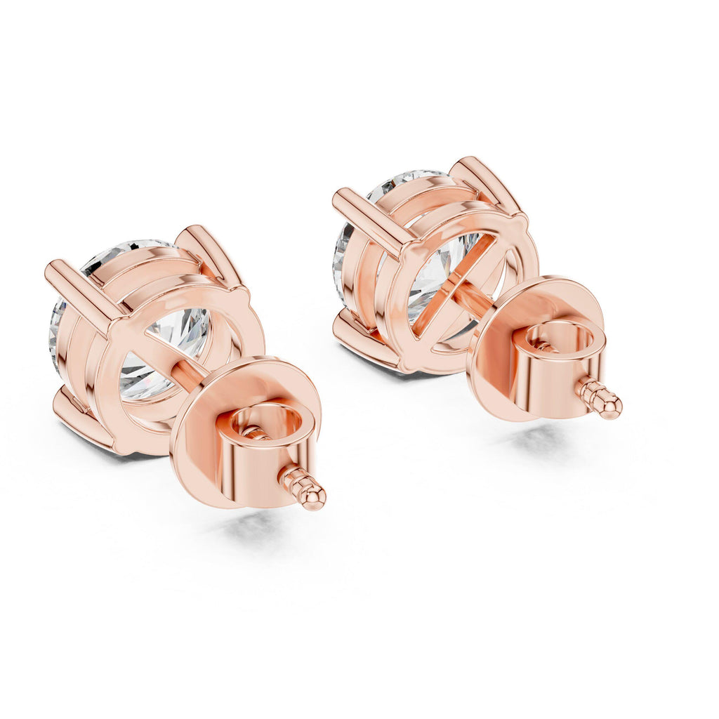 7mm Round Moissanite Four-Prong Stud Earrings – 925 Sterling Silver, 18K Gold Vermeil