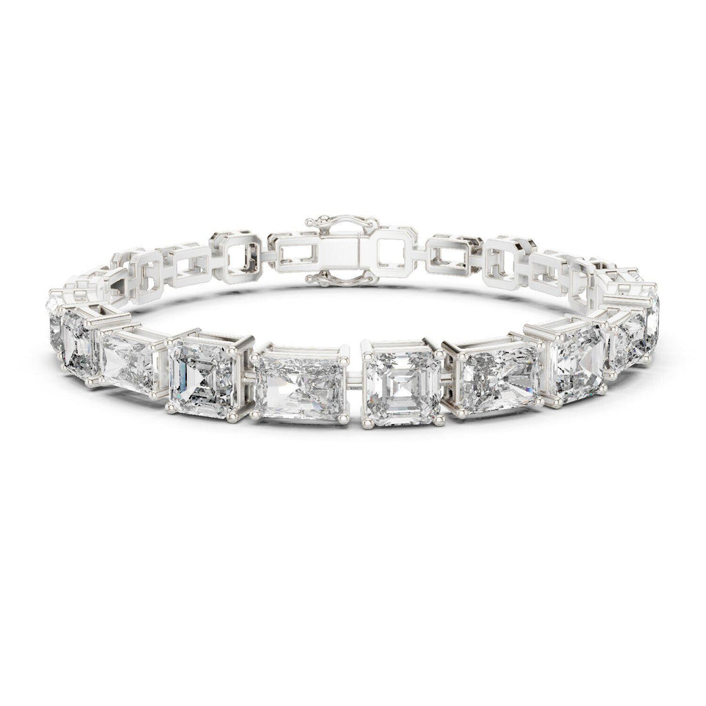 Emerald & Cushion-Cut Moissanite Tennis Bracelet – 925 Sterling Silver, 18K Gold Vermeil