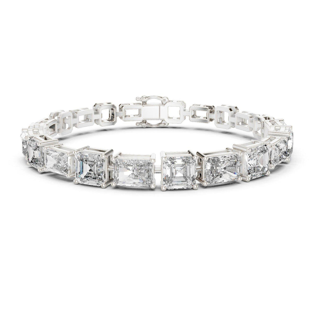 Emerald & Cushion-Cut Moissanite Tennis Bracelet – 925 Sterling Silver, 18K Gold Vermeil