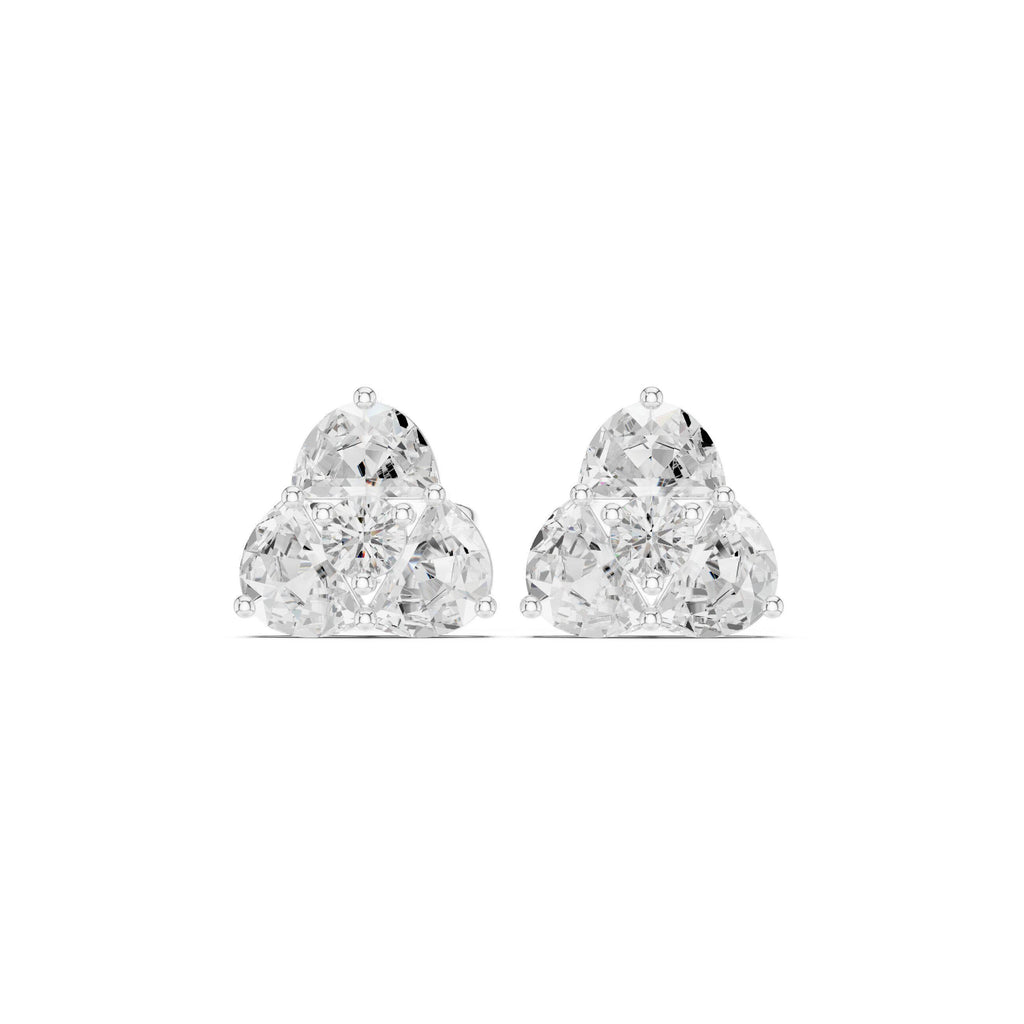 Moissanite Triangle Cluster Stud Earrings – 925 Sterling Silver, 18K Gold Vermeil