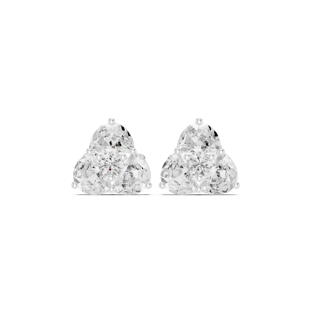 Moissanite Triangle Cluster Stud Earrings – 925 Sterling Silver, 18K Gold Vermeil