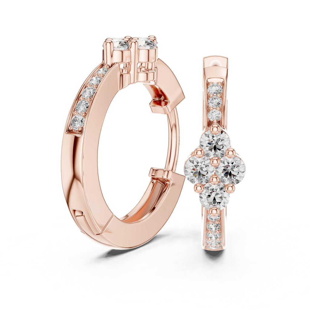 Moissanite Cluster Station Hoop Earrings – 925 Sterling Silver, 18K Gold Vermeil