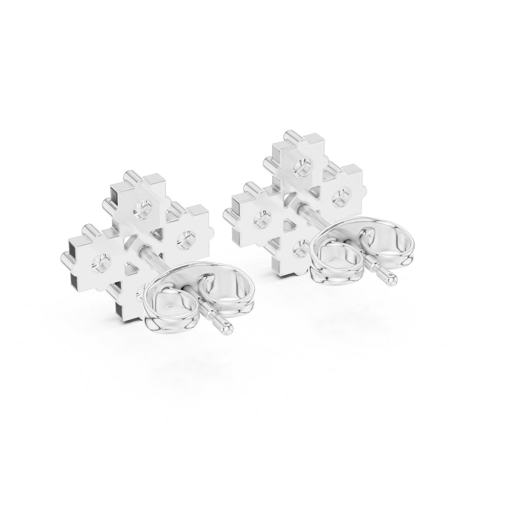 Moissanite Cross Cluster Stud Earrings – 925 Sterling Silver, 18K Gold Vermeil