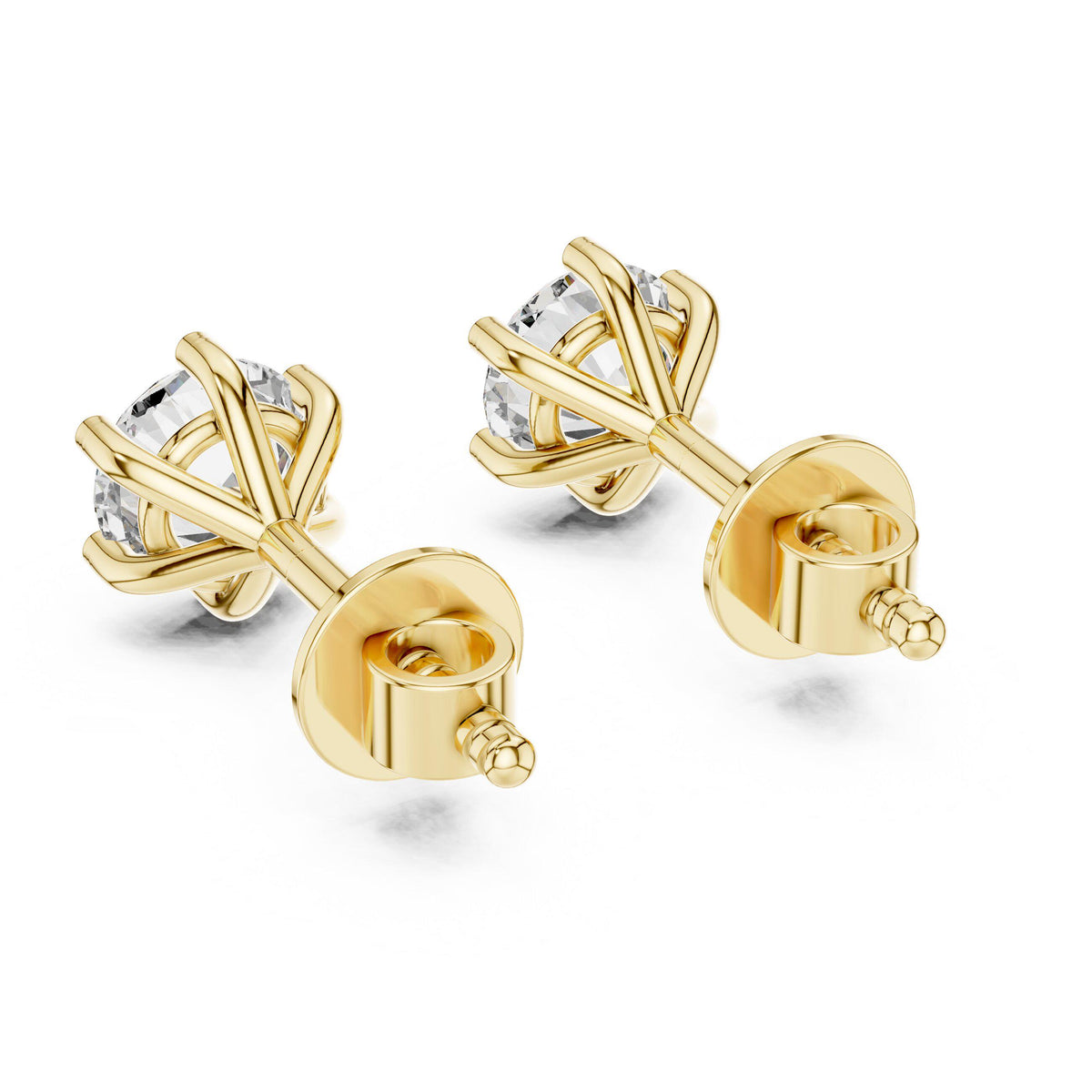 5mm Round Moissanite Six-Prong Stud Earrings – 925 Sterling Silver, 18K Gold Vermeil