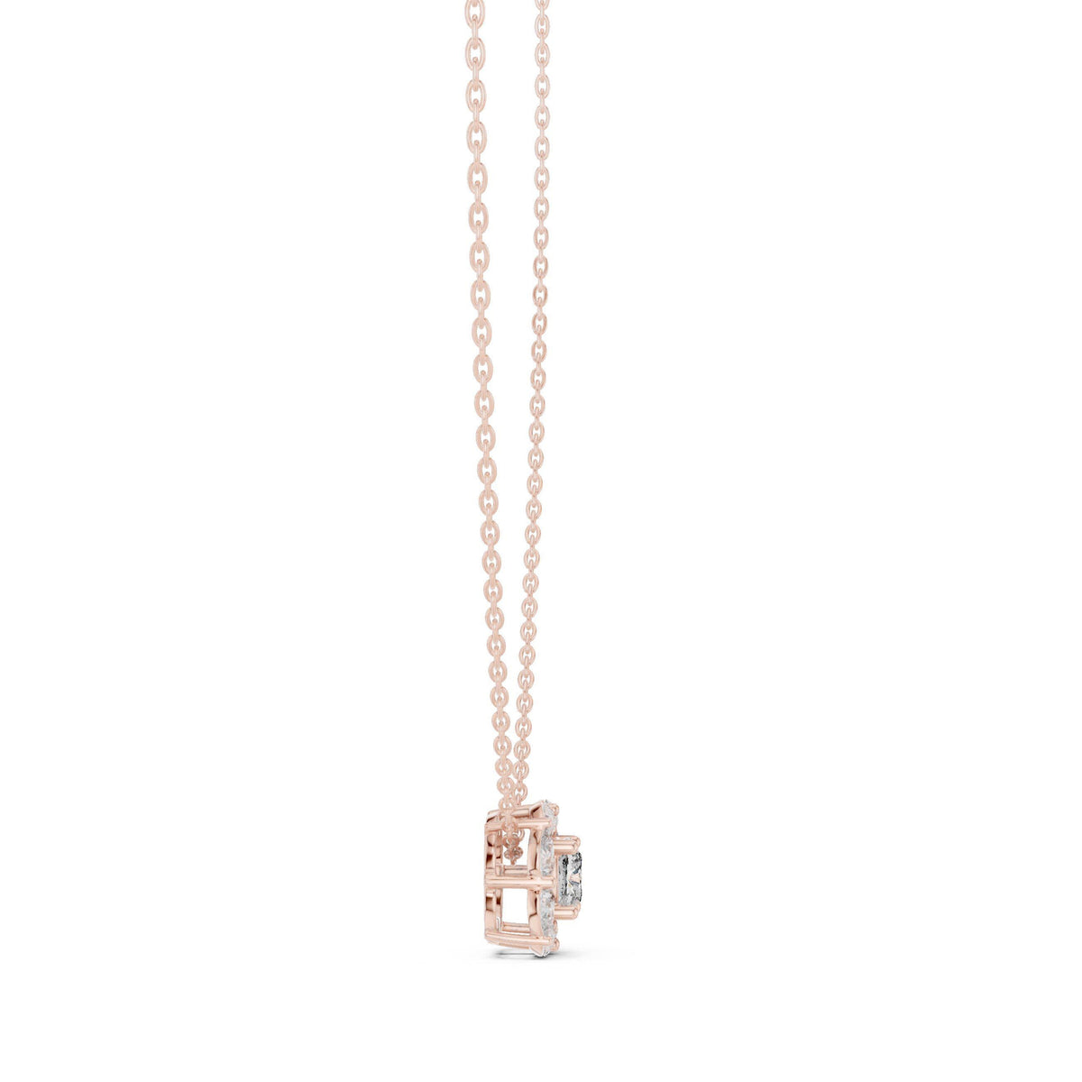 Princess Moissanite Marquise Frame Necklace – 925 Sterling Silver, 18K Gold Vermeil