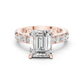 Emerald-Cut Moissanite Ring with Pavé Band – 925 Sterling Silver, 18K Gold Vermeil