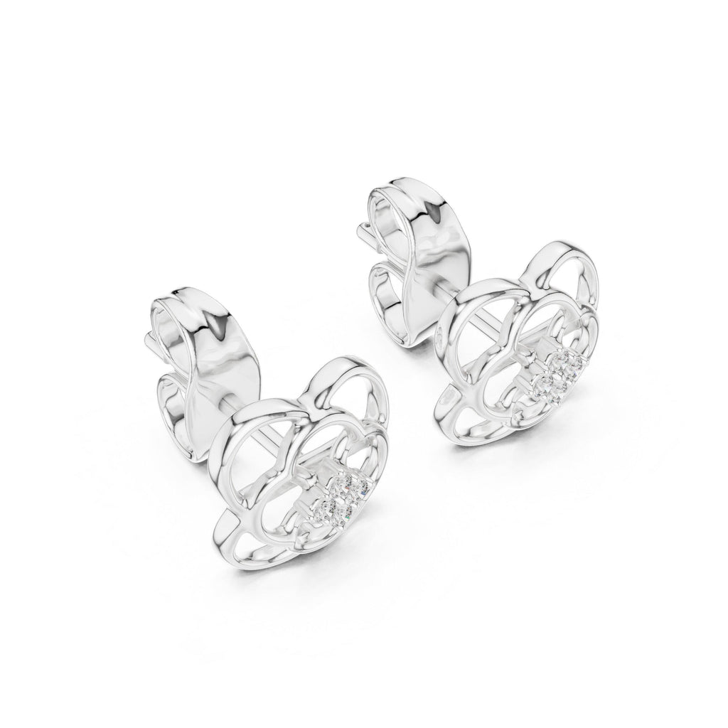 Moissanite Interlocking Loop Stud Earrings – 925 Sterling Silver, 18K Gold Vermeil