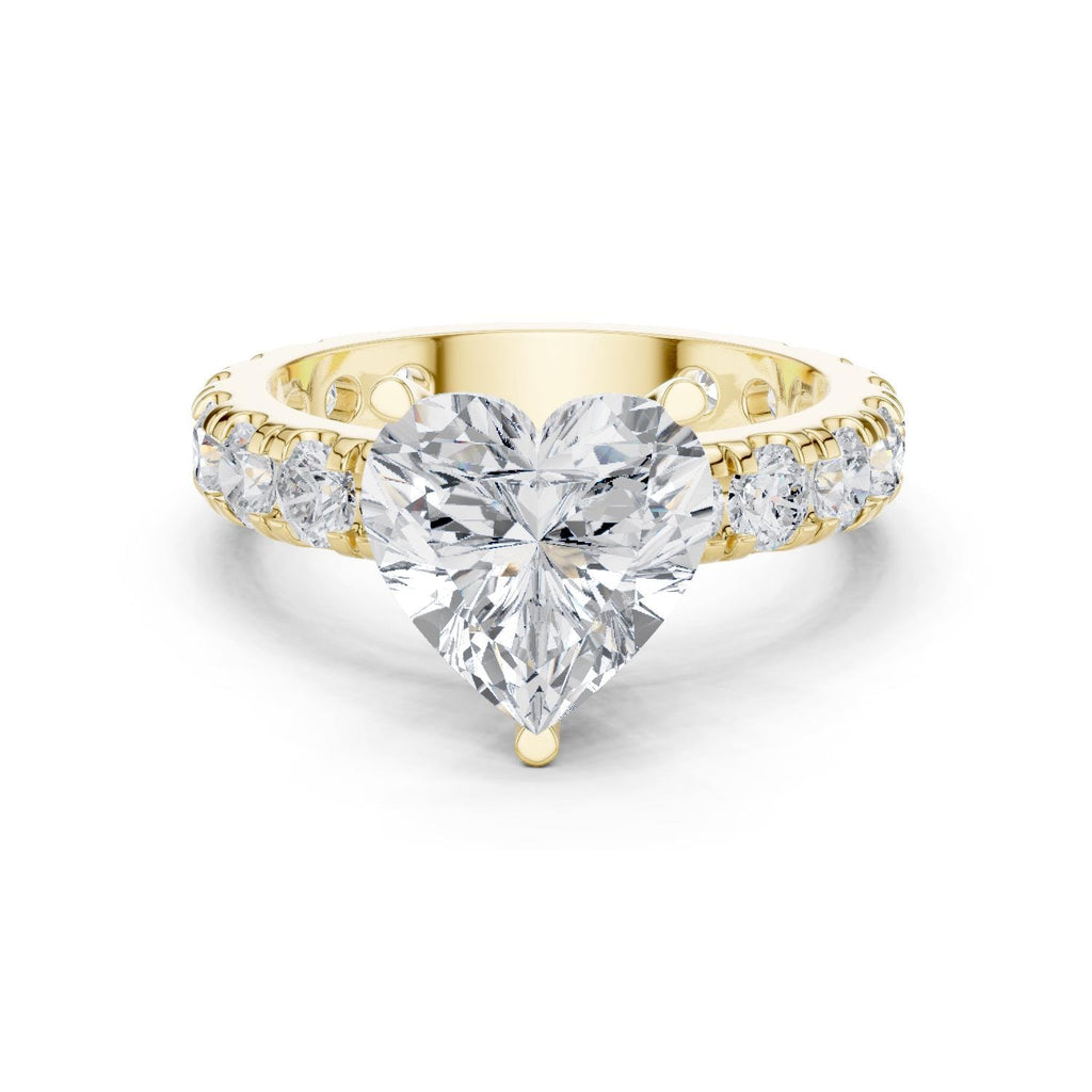 Heart-Shaped Moissanite Ring with Pavé Band – 925 Sterling Silver, 18K Gold Vermeil