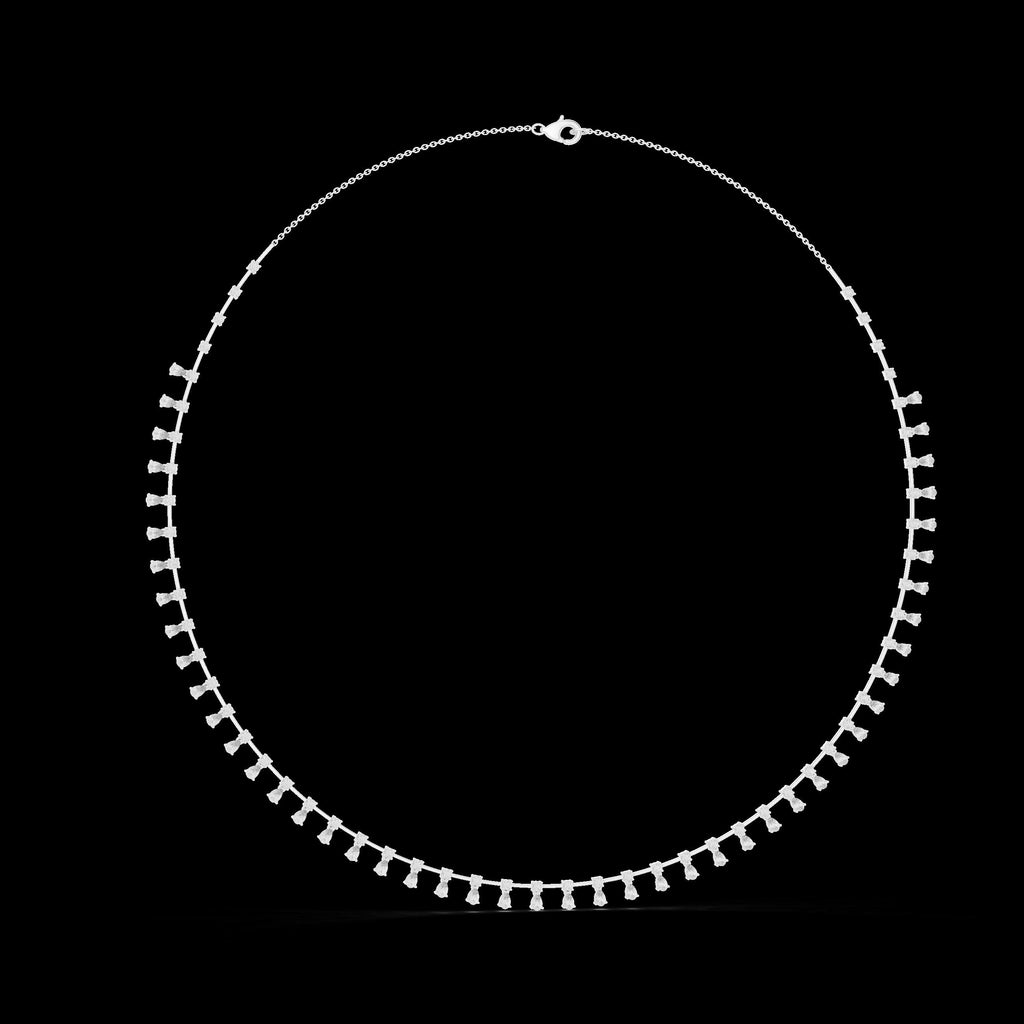 Moissanite Necklace – 925 Sterling Silver, 18K White Gold Vermeil